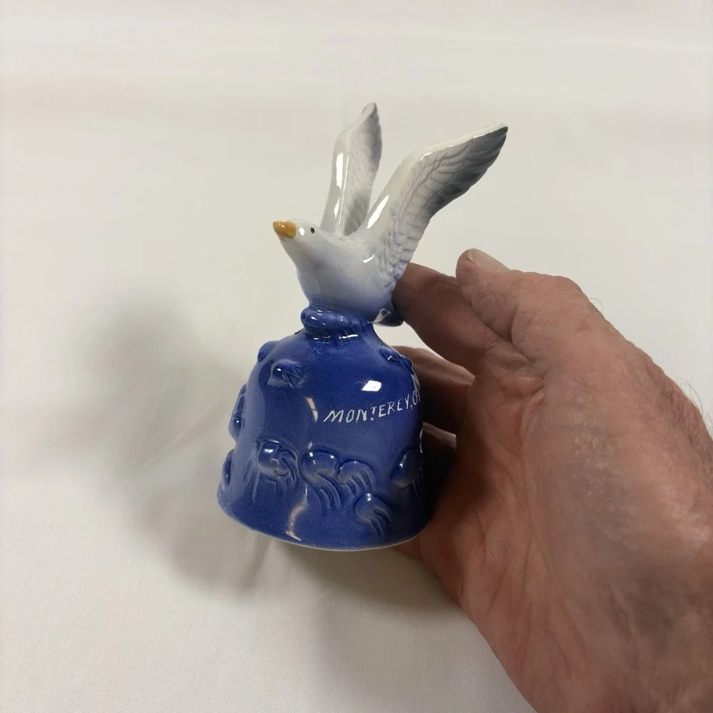 Vintage Monterey CA Ceramic Bell Seagull Ocean Waves California S2-383